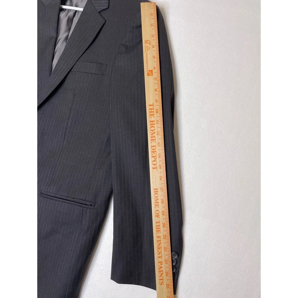 Mens Wool Suit Jacket Pinstripe 38L Charcoal Gray Joseph & Feiss